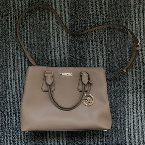 MICHAEL KORS Sutton Medium Beige Leather Satchel Bag